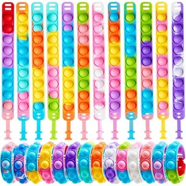 Pop Fidget Toys pops Bulk 25 Pack Party Favors for  4-8,8-12 Year, Fidget Bracelets Sensory Toys for Classroom Birthday Carnival Prizes Gifts Goodie Bags Stuffers for - Color: 100