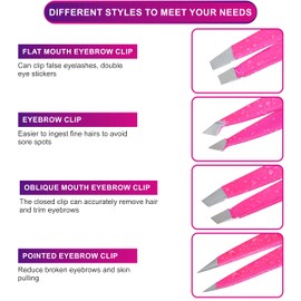 PROWL Professional Stainless Steel Tweezers for Facial Hair Women & Men – Set of 4 Eyebrow Tweezers for Ingrown Hair, Facial Hair, Splinter, Blackhead, and Tick Remover