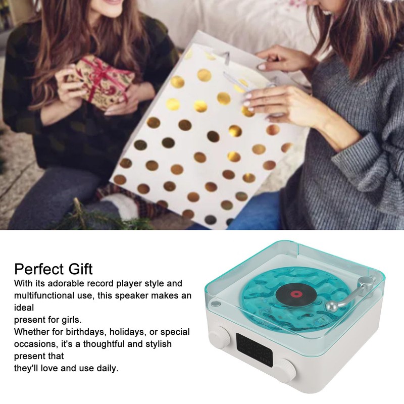 Annadue Turntable Style Speaker, Small 3-in-1 Multifunctional Stereo Speaker with