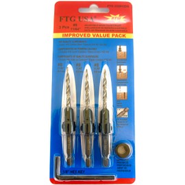 FTG USA Countersink Drill Bit Set for Wood with Tapered Drill Bit 3 Pc #8 (11/64")