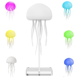 YCSTZM Upgrade Intelligent Voice-Control Jellyfish Lamp,Jellyfish Tentacles Dance RGB Lights-Rechargeable Bedside/Table Lamp, 2-in-1 Hanging & Base Design for Home Office Decor Great Gifts for Kids