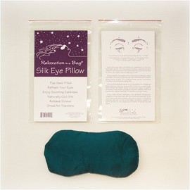 Teal Contoured Silk Eye Pillow Filled with Flax Seed from Relaxation in a Bag