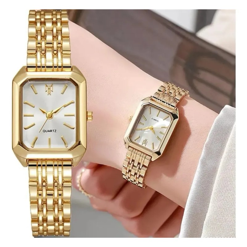 Reloj De Mujer Original Impermeable Moda Dorado