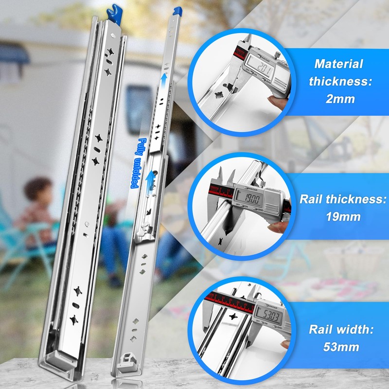 BAIDICE 1 Pair Heavy Duty Drawer Slides with Lock 18
