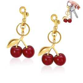 Cherry Charm for Purse, Cute Keychain Charms, Cherry Bag Charm Keychain Accessories for Purses and Bags (2, red)