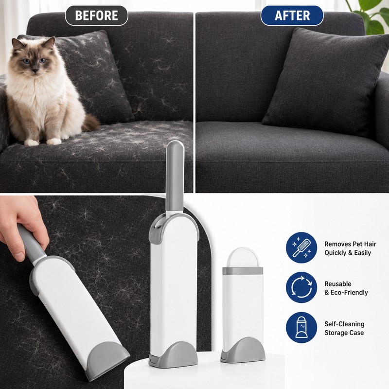 Reusable Pet Hair Remover Brush for Clothes – Static Cleaning