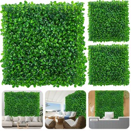 PLMMOUT 10 PCS Grass Wall,10"x10" Faux Hedge Grass Panels,Greenery Wall Grass Wall Panels,Artificial Boxwood Panels,Grass Wall Backdrop Panels for Outdoor Indoor Garden Yard Fence Backyard Wall Decor