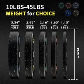 AKDSteel 1 Pair 45lb Bumper Plates 2 inch Rubber Weight PlatesStrength Training Bench Press Squats Powerlifting Weight Training Home Gym