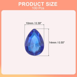 MECCANIXITY 100Pcs 10 x 14 mm Teardrop Rhinestones Acrylic Pointed Back Rhinestone Beads Gems for Jewelry Making Costume Crystal Embellishments Crafts, Dark Blue