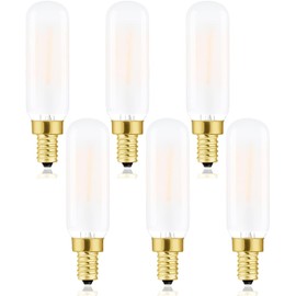 T6 Led Bulb, T6.5 Dimmable E12 Edison Light Bulbs Warm White 2700K, Frosted Glass,250lm, 25W Candelabra Incandescent Bulbs Equivalent Vintage LED Filament Candle Bulb with Decorative, 6Pack.