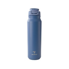 REDUCE 32 oz Hydrate Pro Stainless Steel Insulated Water Bottle - Flip Top Leak-Proof Lid, Dishwasher Safe, BPA-Free, Dual Wall Vacuum, Keeps Drinks Cold for 48 Hrs, Cup Holder Friendly - Mineral Blue