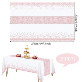 ZSRVAJ 2 Pcs Rose Gold Table Cloth, Table Cloth, Birthday Table Cloth, Plastic Table Cloths Waterproof Dot Confetti Party Table Cover for Rose Gold Party Weddings Birthday Banquet Decorations