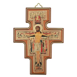 San Damiano Cross | Wooden Wall Cross | Beautiful Catholic Home and Office Decor | Great Wedding Gift | Franciscan Cross | Beautifully Detailed | Made in Italy