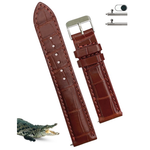 Handmade Crocodile Watch Strap, Quick Release, Alligator Leather Replacement Watch