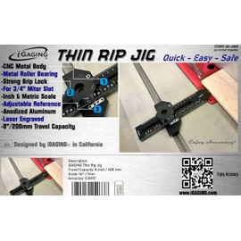 iGAGING Thin Rip Jig Table Saw Jig for Making Repetitive Narrow Strip Cuts on Table Saws with 3/4" Miter Slots