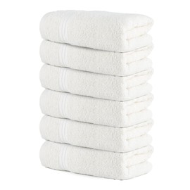 Textila Hand Towels - 16x28 Inch 100% Cotton, Super Soft, Highly Absorbent & Lightweight - Perfect for Everyday Use, Spa & Gym (Ivory - Pack of 6)