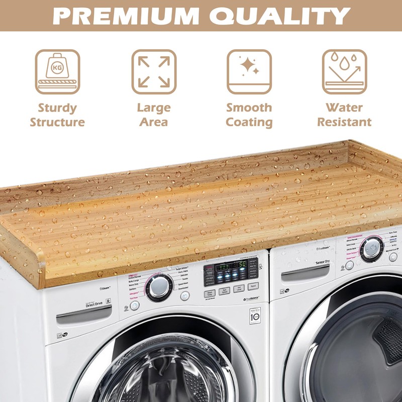Royxen Washer Dryer Countertop Solid Wood with Polyester Coating, Laundry