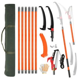 26ft Lightweight Manual Pole Saw Set Long Handle Pruner with Sharp Steel Blade Scissors for Tree Trimming for Outdoor TasksColor: as picture Color