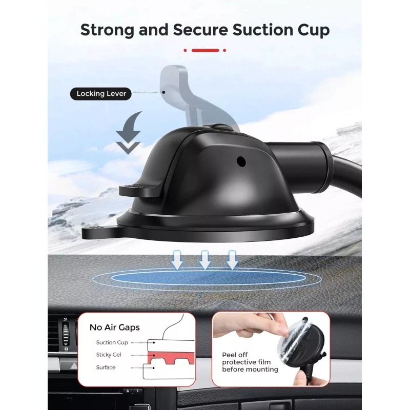 MPOW 139AB Car Phone Mount Long Arm Dashboard & Windshield
