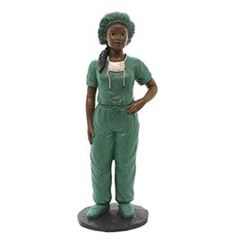 Ebony Treasures Professional Female Nurse in Scrubs Figurine, 8.5" Tall