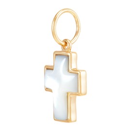 Silpada 'Be Hopeful' Sterling Silver with 18K Yellow Gold Plating Mother-of-Pearl Cross Pendant Charm