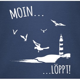 Shirtracer - Baby Bodysuit Boy Girl - Sayings - Moin Löppt I Meerliebe I Maritime I Lighthouse Motif Sea, 1 Navy Blue, 0-3 months