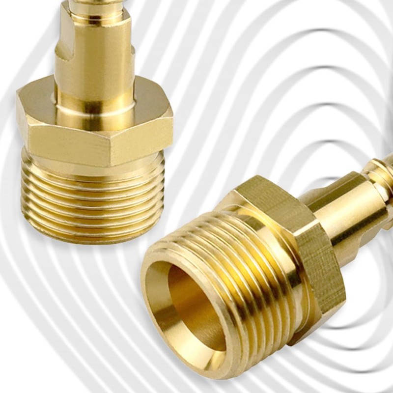 1-Piece M22 Pressure Washer Connector, Brass M22 Plug to Quick