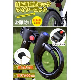 Fieekty Bicycle Key Bike Lock, Keyed Wire Lock, Length 39.4 - 1.2 inches (100 cm) ± 1.2 inches (3 cm), Security Prevention, High Cutting Resistance, Sturdy Design, Includes 2 Keys Included, Anti-Theft