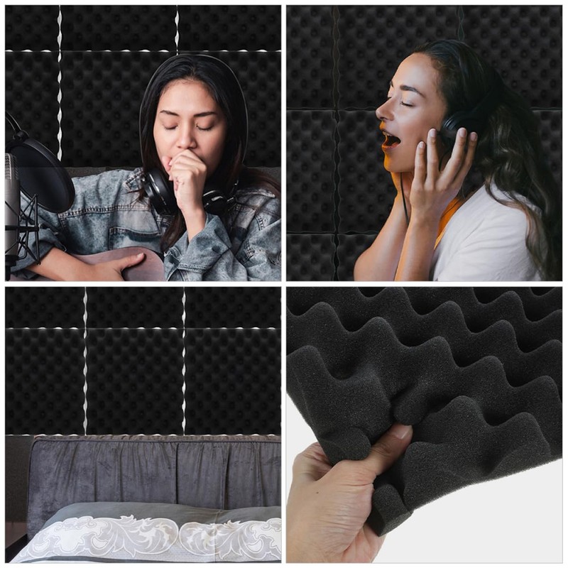 TEHAUX Noise Cancellation Mats 12pcs Acoustic Foam for Home Theater