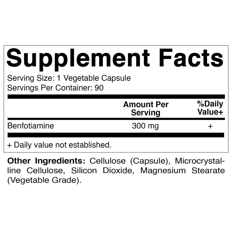 Vitamatic Benfotiamine 300 mg 90 Vegetarian Capsules - Also Called