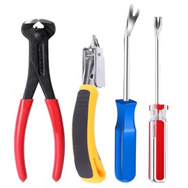 Construction and Upholstery Staple Remover Tack Puller Nail Remover Tool Set Nail Puller Plier, Staple Puller, Tack Lifter, Fastener Remover, for Furniture Floor Wall Wooden Case Car Photo