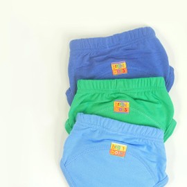 Bright Bots Potty Training Pants with Absorbent and Water Resistant Layer. Bright Pull On Washable Cotton Pants for Toddlers (L 2years, Mid Blue)