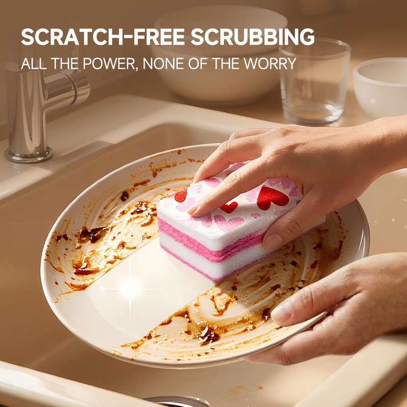 LAZYSEAL Double Sided Kitchen Sponges for Dishes, Unique Slit Scrubber