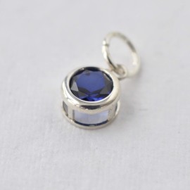 September Birthstone Charm Sterling Silver for Necklace Bracelet - Lab Created Blue Sapphire - Jewelry Making Supplies - Birthday Gifts for Women