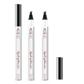 2 Pcs/Set 3D Eyebrow Pencil Eyebrow Microblading Pen - Eye Makeup Micro 4 Point Brow Pen Lift & Snatch Eyebrow Pen Kits with 3 Eyebrow Stencil Long-Lasting Waterproof Natural Eyebrow Hair (2# brown)