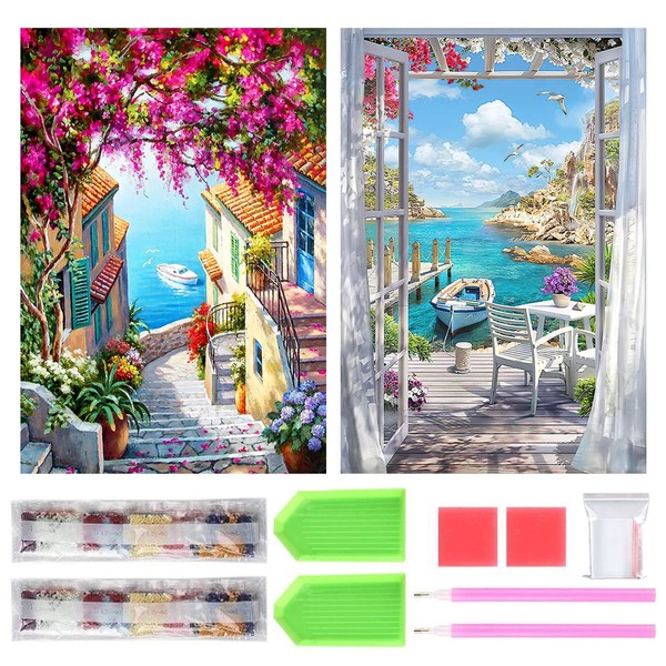 Samcos Diamond Art Kit, Diamond Painting Set of 2, Beautiful,