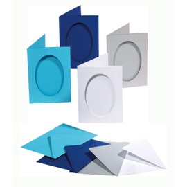 folia 120511 - Passepartouts mit ovaler Stanzung, ca. 10,5 x 15 cm, 5 Karten (220 g/qm) und Kuverts, strohgelb - ideal für Einladungen, Glückwunsch- oder Grußkarten