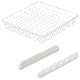 Gedotec Hanging Shelf 400 mm Hanging Basket Kitchen Cabinets with Slide Rail Guide Rail with Wire Basket for 40 Body Width Matte Steel White 1 Set - Basket Drawer for Furniture and Wardrobes