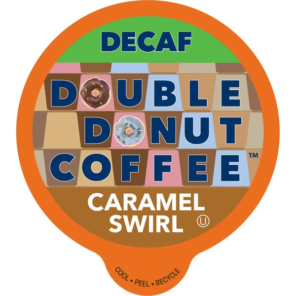 Caramel Swirl Medium Roast Decaf Flavored Coffee Pods for Keurig K Cups Makers from Double Donut, 24 Capsules