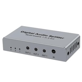 ZENWORYS Digital Optical Splitter SPDIF TOSLINK Digital Optical Audio Splitter 1 in 3 Out,Audio Format Support LPCM2.0 Doldy