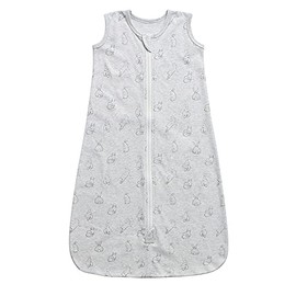 Baby Organic Cotton Wearable Blanket 0.5 Tog & 2.5 Tog Unisex Sleeping Sack with 2-Way Zipper, Boys Girls Swaddle Blanket Infant Sleeping Bag (0.5 Tog Grey Rabbit, 12-18 Months)