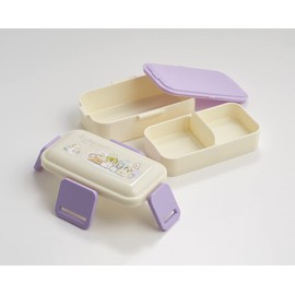 Skater PFLW4AG-A Sumikko Gurashi Rabbit Meiwa Lunch Box, 20.3 fl oz (600 ml), Antibacterial, Fluffy Serving with Dome-Shaped Lid, 2-Tier, Made in Japan