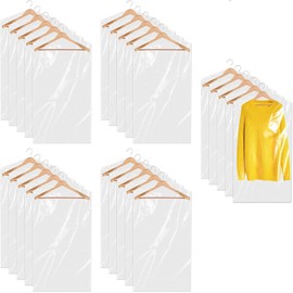 30Pcs Plastic Clothes Covers, 60 * 100cm Dry Cleaning Bags, Clear Clothes Bags Hanging, Garment Bags, Dust-proof Garment Protector Covers for Clothes, Shirt, Jacket, Suit, Sweater (Transparent)