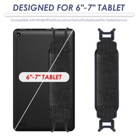 Secure Hand Strap for 6-7 lnch Kindle E-Reader, Universal Elastic Hand-Strap Versatile Lightweight Finger Grip Holder Compatible with Kindle Kobo Sony Voyaga Tolino Pocketbook Lenovo Tablet (Black)