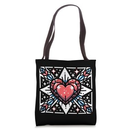 Colorful Heart With Arrows And Star Design Graphic Design Tote Bag