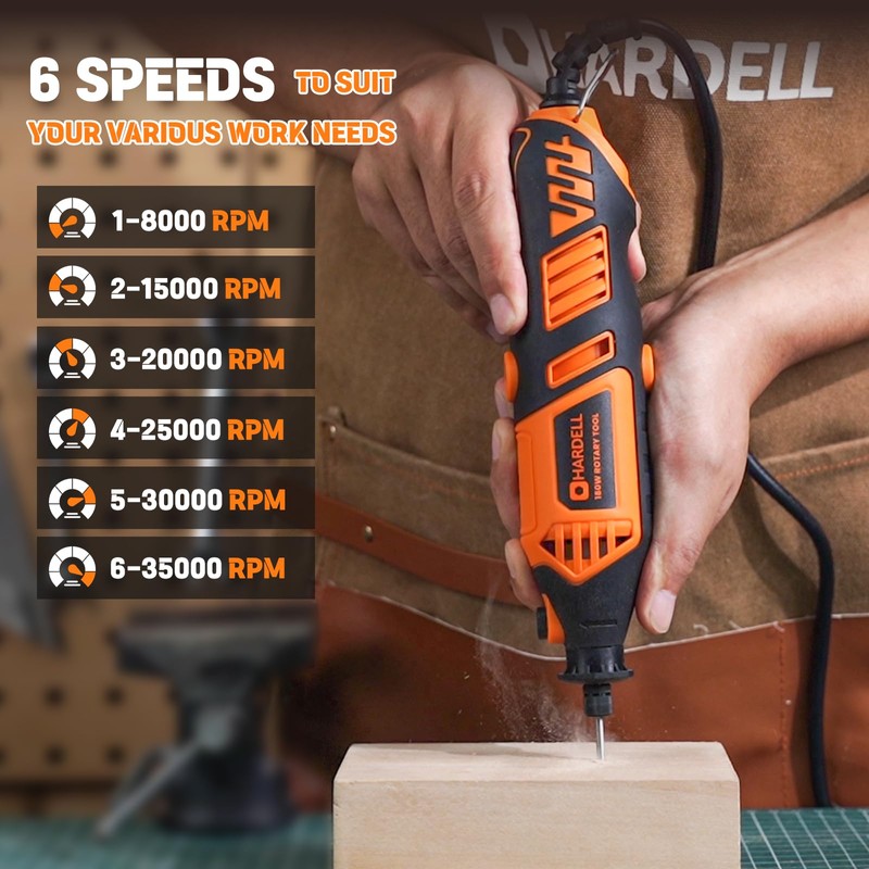 HARDELL Rotary Tool Kit - 180W Corded Power Rotary Tool