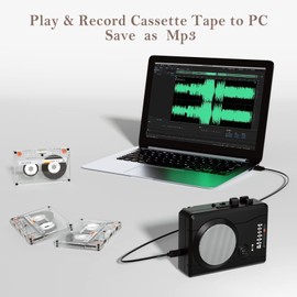 Cassette Player Recorder, Portable Retro Tape Player Audio Recording, AM/FM Radio, Tape to MP3 Converter, Built-in External Speaker,Suitable for Leisure Sports,Entertainment,Everyday Recording(Black)