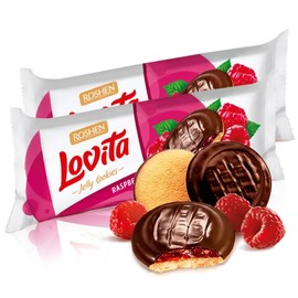 Roshen “Lovita” Jelly Cookies, Biscuits with Raspberry Flavored Jelly Filling 4.76 oz/135grams, Pack of 2