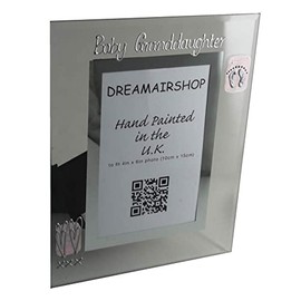 Baby Granddaughter Photo Frame Portrait 4” x 6” (Pink Feet/Hearts)