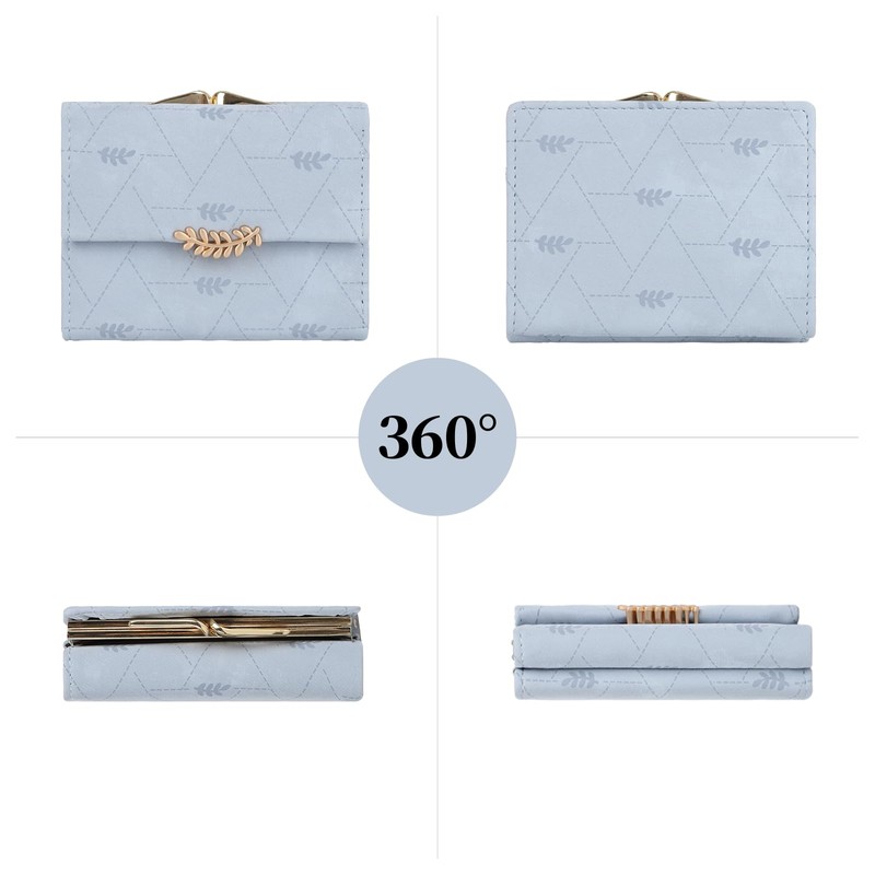 [ArtsEye] Compact Tri-Fold Women's Wallet PU Leather Snap Button RFID